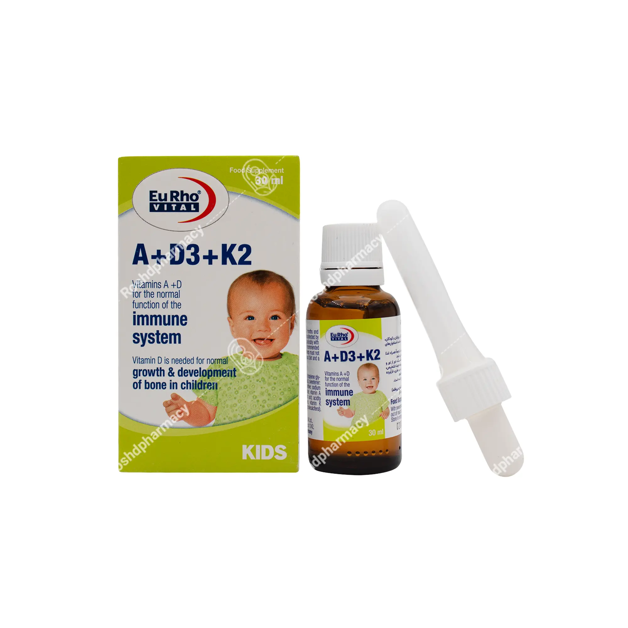 قطره خوراکی آ+د+کا2 یوروویتال 30 میلی لیتر